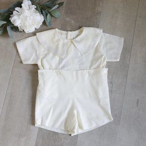 RARE Strasburg Boys Heirloom Bobby Suit Pale Yellow & Ivory Outfit Size 12 Month